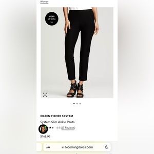 Eileen Fisher size S/P Black pant NWOT